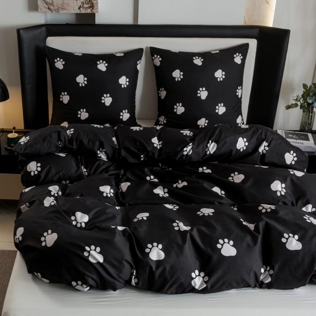 POSCIEL BAWELNIANA 140x200 CZARNA DLA DZIECI LAPKI PSA   BAWELNA COTTON MARKET SUPER JAKOSC