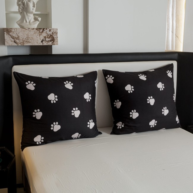 POSCIEL BAWELNIANA 140x200 CZARNA DLA DZIECI LAPKI PSA   BAWELNA COTTON MARKET SUPER JAKOSC