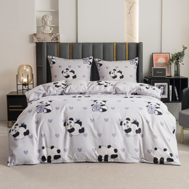 Komplet Poscieli Dwuosobowej Panda  200x200 z 2 Poszewkami 70x80 bawelna bawelniana 100% panda bialo czarna