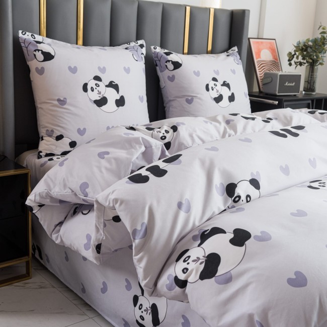 Komplet Poscieli Dwuosobowej Panda  200x200 z 2 Poszewkami 70x80 bawelna bawelniana 100% panda bialo czarna