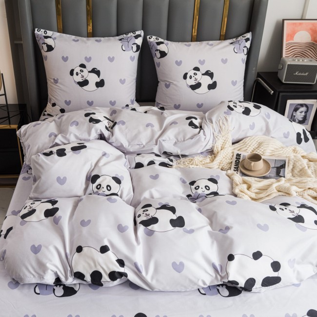 Komplet Poscieli Dwuosobowej Panda  200x200 z 2 Poszewkami 70x80 bawelna bawelniana 100% panda bialo czarna