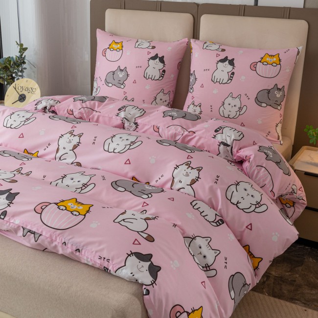 Komplet Poscieli Dwuosobowej Kotki 2 140x200 z 2 Poszewkami 70x80 bawelna 100% bawelniana kotki zwierzeta