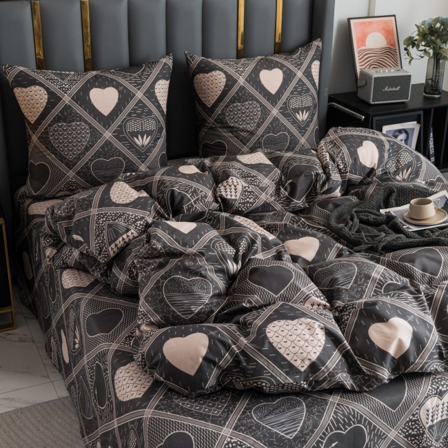 Komplet Poscieli Dwuosobowej Serduszka 160x200 z 2 Poszewkami 70x80 bawelna 100% krata serce super jakosc