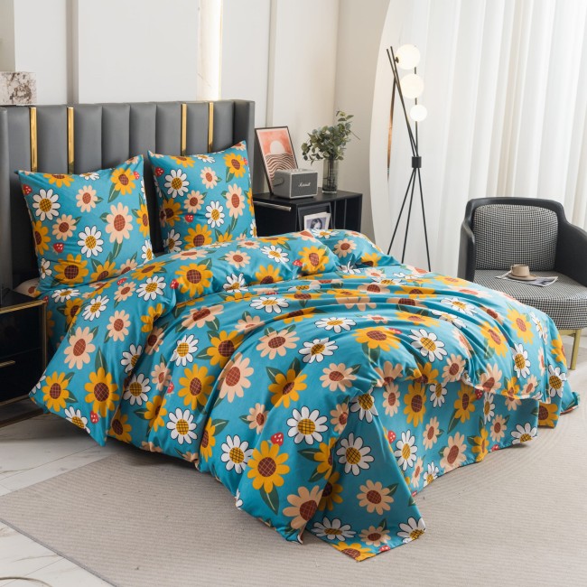 Komplet Poscieli Dwuosobowej Sloneczniki 160x200 z 2 Poszewkami 70x80 bawelna bawelniana 100%