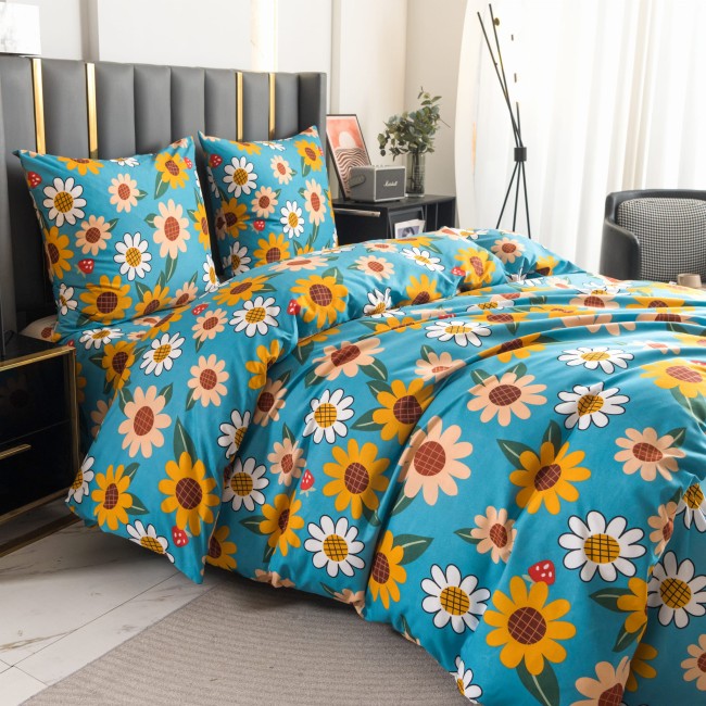 Komplet Poscieli Dwuosobowej Sloneczniki 160x200 z 2 Poszewkami 70x80 bawelna bawelniana 100%