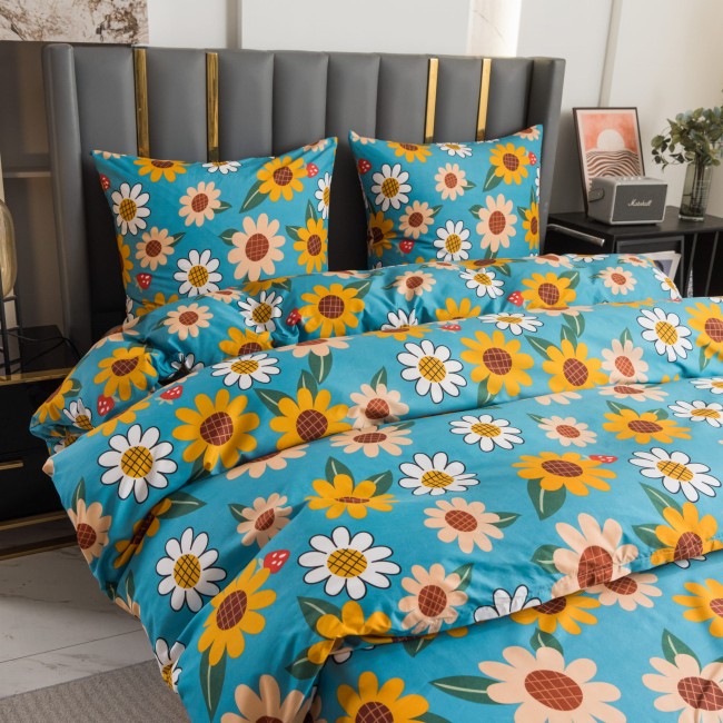 Komplet Poscieli Dwuosobowej Sloneczniki 160x200 z 2 Poszewkami 70x80 bawelna bawelniana 100%