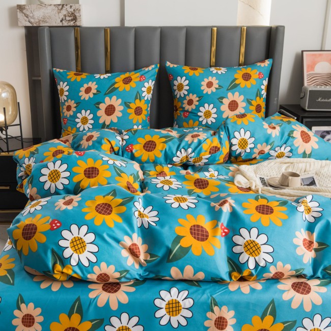 Komplet Poscieli Dwuosobowej Sloneczniki 160x200 z 2 Poszewkami 70x80 bawelna bawelniana 100%