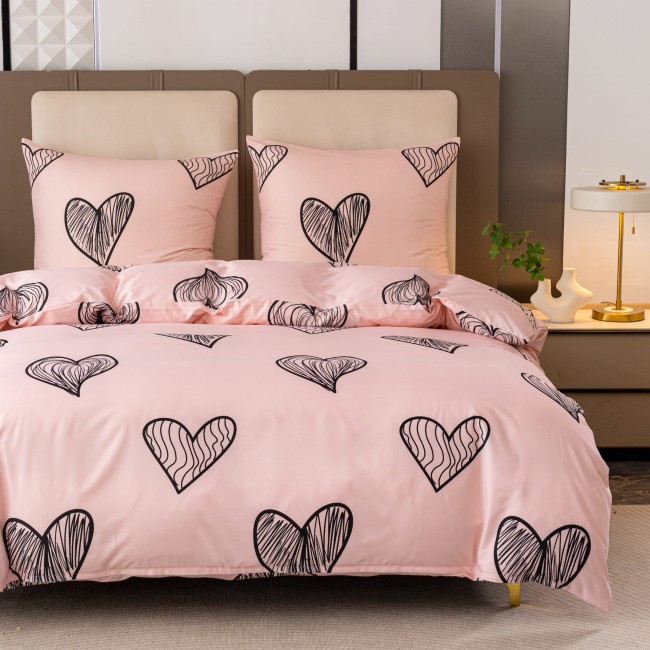 Komplet Poscieli Dwuosobowej Serca 220x200 z 2 Poszewkami 70x80 super jakosc 100% bawelna mile w dotyku zywe kolory