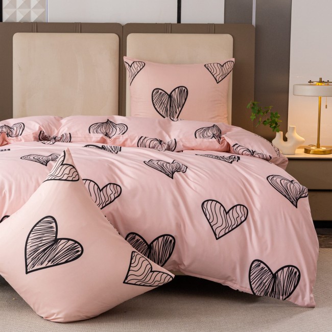 Komplet Poscieli Dwuosobowej Serca 220x200 z 2 Poszewkami 70x80 super jakosc 100% bawelna mile w dotyku zywe kolory