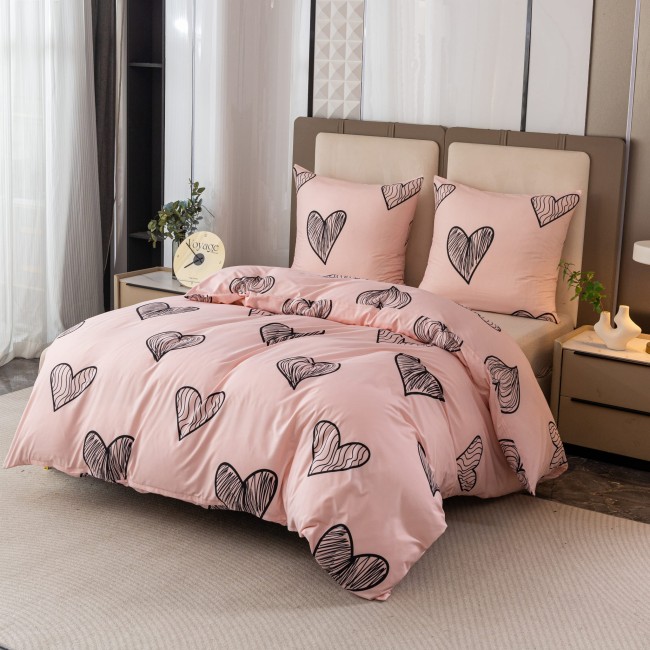 Komplet Poscieli Dwuosobowej Serca 220x200 z 2 Poszewkami 70x80 super jakosc 100% bawelna mile w dotyku zywe kolory