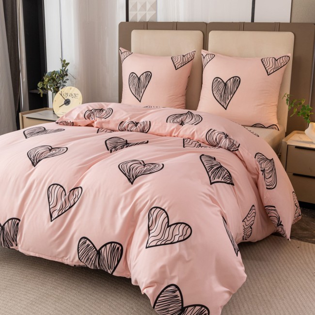 Komplet Poscieli Dwuosobowej Serca 220x200 z 2 Poszewkami 70x80 super jakosc 100% bawelna mile w dotyku zywe kolory