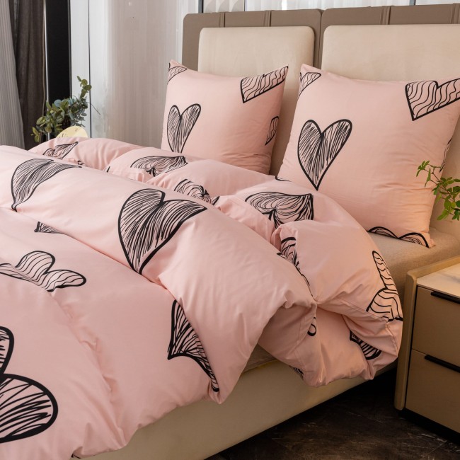 Komplet Poscieli Dwuosobowej Serca 220x200 z 2 Poszewkami 70x80 super jakosc 100% bawelna mile w dotyku zywe kolory