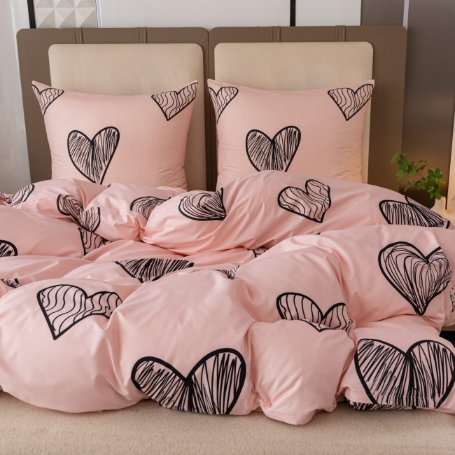 Komplet Poscieli Dwuosobowej Serca 220x200 z 2 Poszewkami 70x80 super jakosc 100% bawelna mile w dotyku zywe kolory