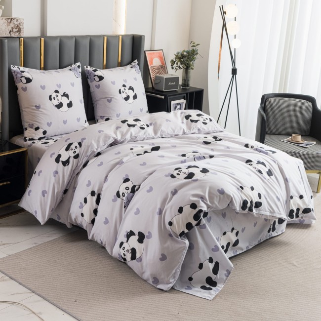 Komplet Poscieli Dwuosobowej Panda  220x200 z 2 Poszewkami 70x80 bawelna bawelniana 100% panda bialo czarna