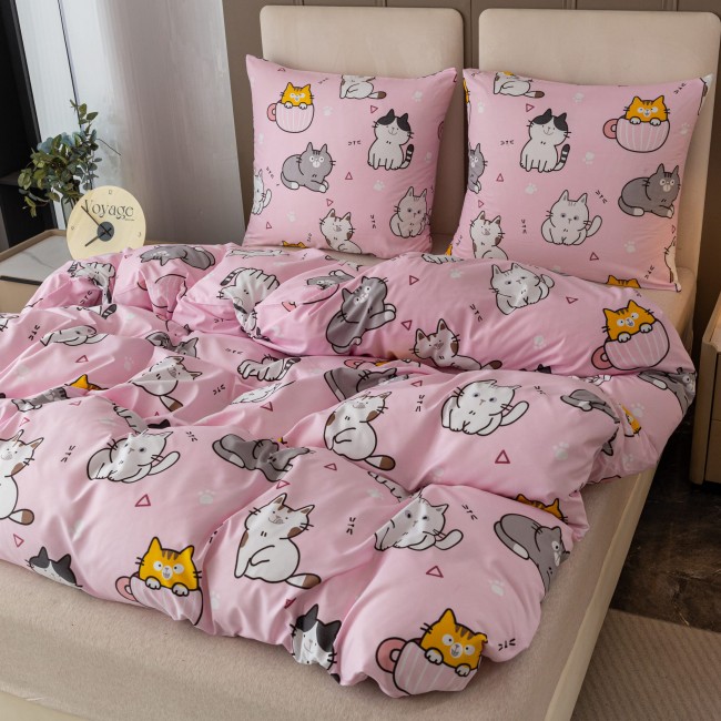 Komplet Poscieli Dwuosobowej Kotki 220x200 z 2 Poszewkami 70x80 bawelna 100% bawelniana koty zwierzeta kolorowa posciel