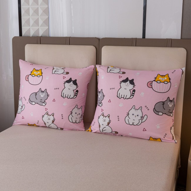 Komplet Poscieli Dwuosobowej Kotki 220x200 z 2 Poszewkami 70x80 bawelna 100% bawelniana koty zwierzeta kolorowa posciel