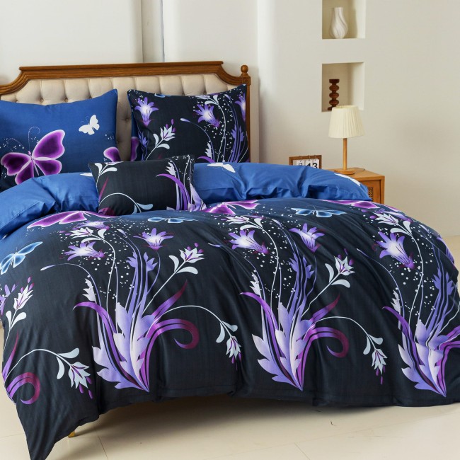 Komplet Poscieli Dwuosobowej Motyle 160x200 z 2 Poszewkami 70x80 motylki 100% bawelna bawelniana kwiatki