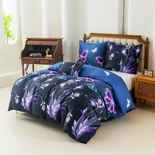 Komplet Poscieli Dwuosobowej Motyle 160x200 z 2 Poszewkami 70x80 motylki 100% bawelna bawelniana kwiatki