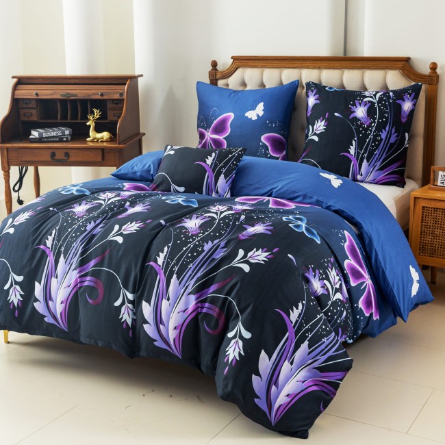 Komplet Poscieli Dwuosobowej Motyle 160x200 z 2 Poszewkami 70x80 motylki 100% bawelna bawelniana kwiatki