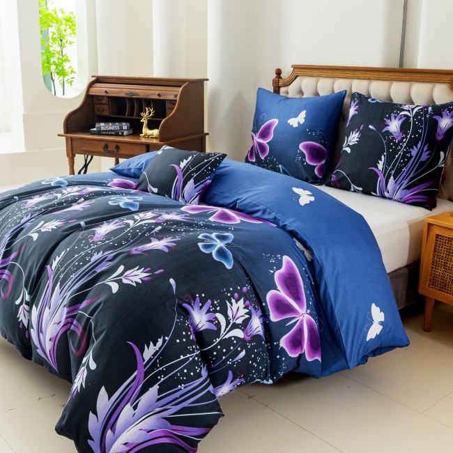 Komplet Poscieli Dwuosobowej Motyle 160x200 z 2 Poszewkami 70x80 motylki 100% bawelna bawelniana kwiatki