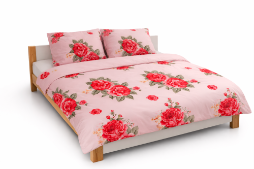 POSCIEL BAWELNIANA 200x200 KWIATY ROZA -elegancka-posciel-200x200-w-czerwone-roze-cotton-market