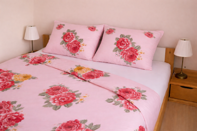 POSCIEL BAWELNIANA 200x200 KWIATY ROZA -elegancka-posciel-200x200-w-czerwone-roze-cotton-market