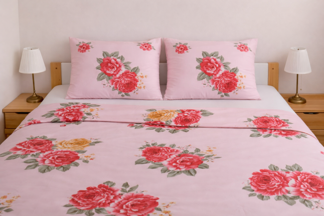 POSCIEL BAWELNIANA detal-nadruku-kwiatowego-roze-na-miekkiej-poscieli-220x200