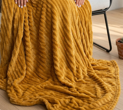 Koc polarowy FALA 170x210 kremowy, ogrodowy , pinkikowy, na ogrod, na tara, na trawe, na piknik, pled, mata -2