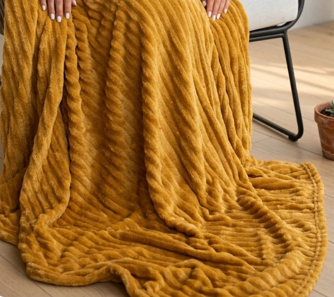 Koc polarowy FALA 170x210 kremowy, ogrodowy , pinkikowy, na ogrod, na tara, na trawe, na piknik, pled, mata -2