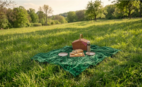 Koc polarowy FALA 170x210 kremowy, ogrodowy , pinkikowy, na ogrod, na tara, na trawe, na piknik, pled, mata -1