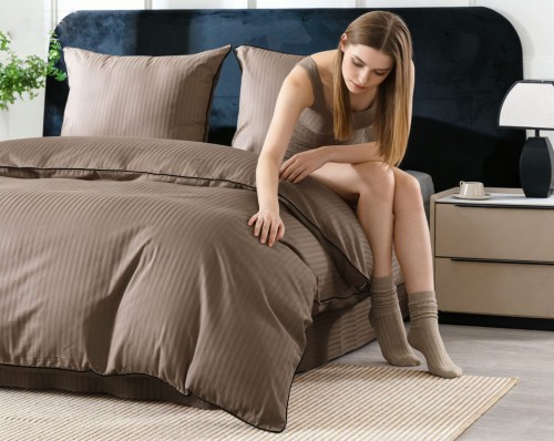 komplet poscieli, posciel, bawelna 100%, adamaszek premium, braz