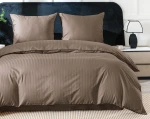 Komplet Pościeli z Adamaszku 160x200 Brąz Bawełna Premium + Prześcieradło