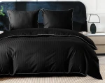 Komplet Pościeli z Adamaszku 220x200 Czarna, Bawełna Premium + Prześcieradło