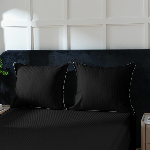 komplet poscieli, posciel, bawelna 100%, adamaszek premium, czarna, 220x200