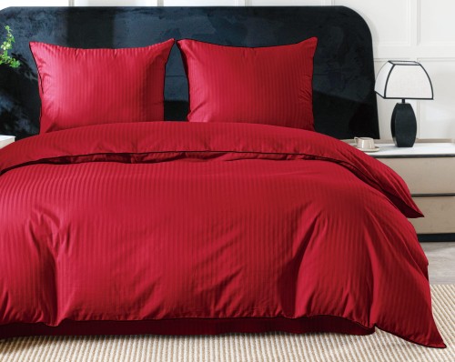 komplet poscieli, posciel, bawelna 100%, adamaszek premium, czerwona, 220x200