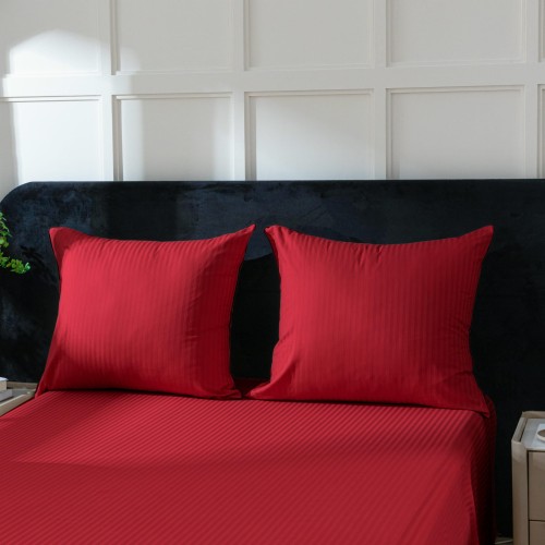 komplet poscieli, posciel, bawelna 100%, adamaszek premium, czerwona, 220x200