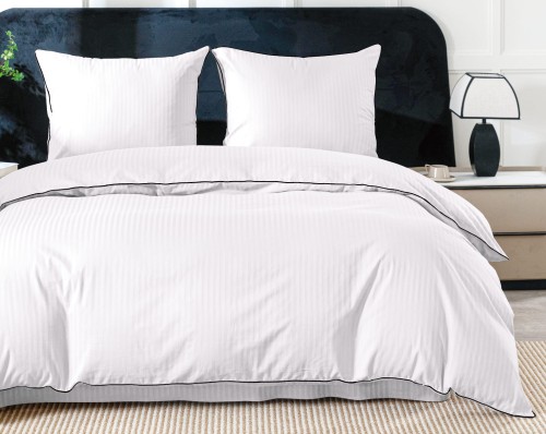 komplet poscieli, posciel, bawelna 100%, adamaszek premium, biała, 160x200