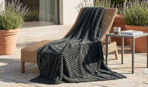 Koc polarowy FALA 170x210 szary, ogrodowy , pinkikowy, na ogrod, na tara, na trawe, na piknik, pled, mata -2