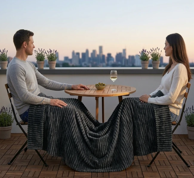 Koc polarowy FALA 220x240 szary, ogrodowy , pinkikowy, na ogrod, na tara, na trawe, na piknik, pled, mata -2