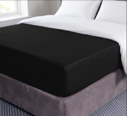 Prześcieradło Bawełniane z Gumką 160x200 Czarne 100% Bawełna Premium, Zakładka 25cm, Gęsty Splot, Grube i Miękkie