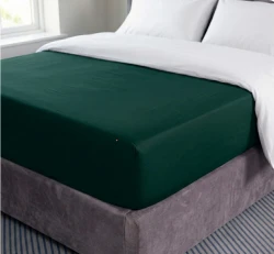 Prześcieradło Bawełniane z Gumką 160x200, Zakładka 25cm Butelkowa Zieleń, Premium, 100% Bawełna, Ciemnozielone