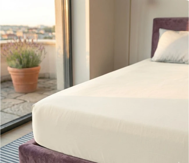 przescieradlo bawelniane z gumka 140x200 ecru, zakladka 25cm, premium, bawelna 100%, kremowe