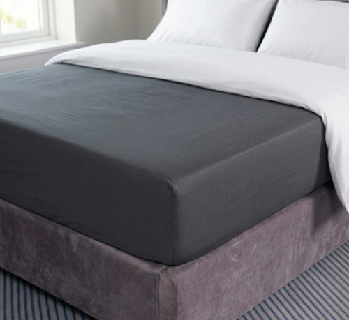 przescieradło bawelniane, szare, z gumka, 200x220 25 cm zapasu, bawelna 100% premium