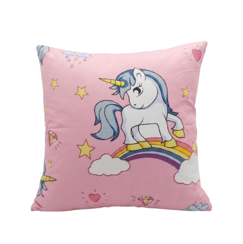poszewka 40x40 jednorozce little unicorn tecza rozowy serduszka   bawelniana poszewka na jasiek cotton market