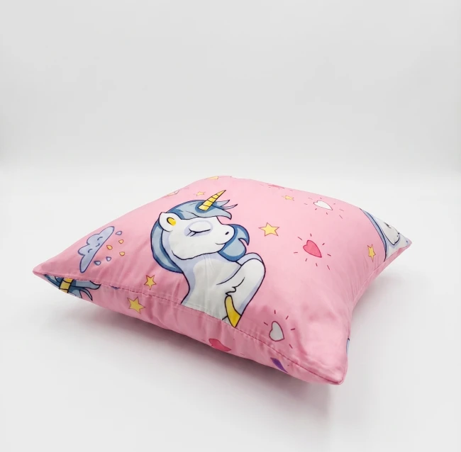 poszewka 40x40 jednorozce little unicorn tecza rozowy serduszka   bawelniana poszewka na jasiek cotton market