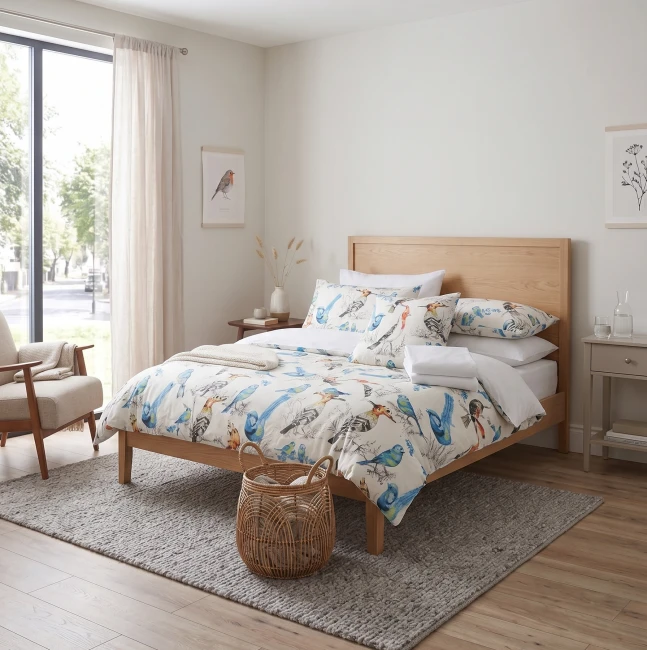 Posciel bawelniana 220x200 polis bird ptaki posciel-premium-200x200-w-kolorowe-ptaki-polis-bird