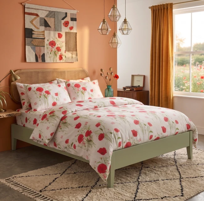 nowoczesna-posciel-140x200-motyw-botaniczny-maki cotton-market