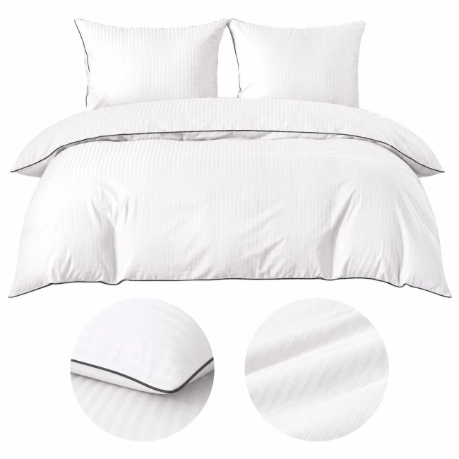 Hotelowa biały.komplet poscieli, posciel, bawelna 100%, adamaszek premium, biała, 160x200