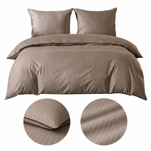 Hotelowa beż.komplet poscieli, posciel, bawelna 100%, adamaszek premium, braz, 160x200