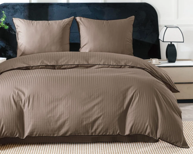 Hotelowa beż.komplet poscieli, posciel, bawelna 100%, adamaszek premium, braz, 160x200
